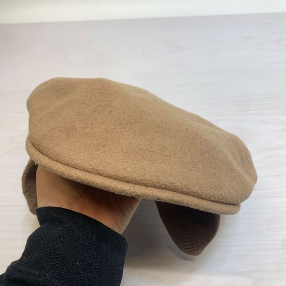 Kangol 100% Wool Cabbie Newsboy Flat Brim Hat Cap Light Brown - Picture 4 of 9